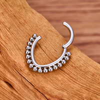 Kaishee Vente en gros Anneau de nez clicker en acier inoxydable 316L 16G avec perle indienne goutte d'eau 8/10/12mm Bijoux de piercing