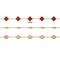 Bracelet trèfle à quatre feuilles en émail, porte-bonheur, chaîne dorée 18 carats, bijoux de mode pour femmes