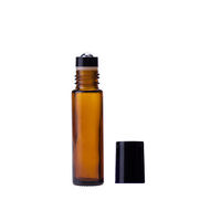 Vente en gros de flacons roulants en verre ambré de 10ml avec inserts roulants en acier inoxydable et bouchons noirs