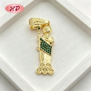 Pendentif religieux en zircon étincelant, collier avec breloques Sainte Vierge Marie, plaqué or antique, bijoux tendance pour usage quotidien - Product Image 2