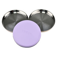 Assiette plate ronde en acier inoxydable LifeTop avec couvercle en silicone, assiette pour enfants avec couvercle protecteur en silicone amovible