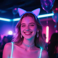Serre-tête de fête fluorescent à thème néon, avec oreilles de chat et étoiles, pour la danse nocturne, vente en gros