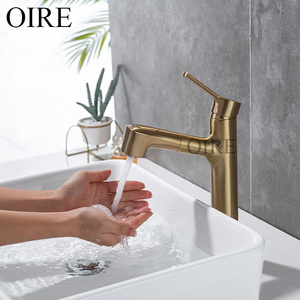 <span class=keywords><strong>Robinet</strong></span> de lavabo de salle de bain à tirage numérique, moderne et luxueux, en céramique de la ville de Kaiping, avec noyau en laiton, finition or brossé, montage sur plan - Product Image 2