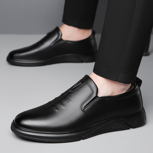Mocassins en cuir véritable pour hommes, à bout pointu, antidérapants, avec semelle en caoutchouc, chaussures décontractées de printemps pour la conduite et le quotidien - Product Image 2