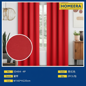 Tende decorative per la casa in poliestere rosso con 8 occhielli 140x228cm per un elegante rivestimento per finestre - Product Image 1