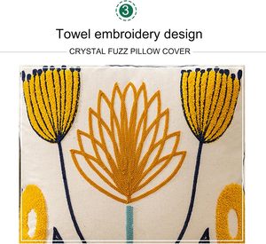 Cozy Modern 100% Cotton <strong>Pillow</strong> Cover Yellow Orange <strong>Navy</strong> Teal Floral Embroidery Soft Bedding For Bedroom Living Room Decor - Product Image 5