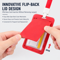 Porte-badge professionnel rigide en PP, étui mat pour cartes avec cordon, étui à rabat double porte-cartes, impression sérigraphique, pour carte de travail