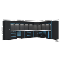 Nouveau système d'armoires de garage/établis combinés en acier bleu et noir, grand format, professionnel, en métal, pour rangement et poste de travail