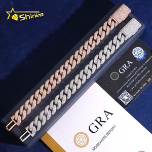 USA Warehouse Local Stock 14mm <strong>Bracelet</strong> 925 <strong>Solid</strong> <strong>Silver</strong> Hip Hop Iced Out GRA Moissanite Diamond Sparkling Cuban Link <strong>Bracelet</strong> - Product Image 4