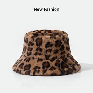 Chapeaux seau de pêcheur d'hiver avec logo personnalisé pour femmes, brodé en 3D, en <span class=keywords><strong>fausse</strong></span> <span class=keywords><strong>fourrure</strong></span> de lapin, nœuds léopard en peluche unis de haute qualité - Product Image 5