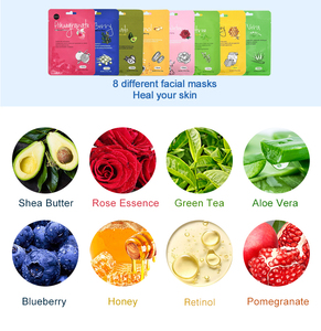 Masque facial en feuille hydratant et nourrissant personnalisable à marque privée à l'<span class=keywords><strong>avocat</strong></span>, papaye et myrtille - Product Image 2