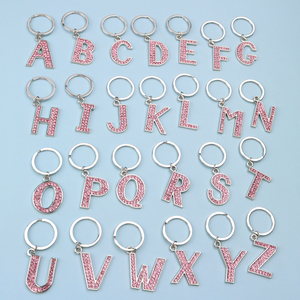 Trong Kho Bán Buôn 26 Chữ Viết tắt Kim Cương Thư Keychain Lấp Lánh Kim Loại Kẽm Hợp Kim Màu Hồng Bạc Keychain Thư Kim Cương - Product Image 5