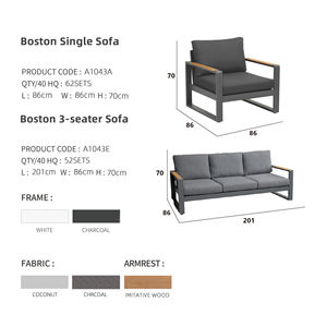 Ensemble de canapés d'extérieur de luxe Artie, meubles de terrasse en aluminium, canapé de jardin commercial pour hôtels, villas, complexes hôteliers - Product Image 4