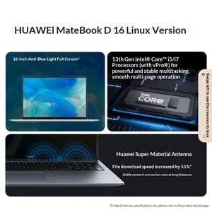 Portátil <span class=keywords><strong>Huawei</strong></span> MateBook D Ultrafino de 16 Pulgadas, 13.ª Generación, Alto Rendimiento, Voltaje Estándar, <span class=keywords><strong>Core</strong></span> <span class=keywords><strong>I5</strong></span>, 16 GB de RAM, 1 TB SSD - Product Image 4