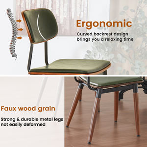 Chaise de salle à manger en bois massif au design moderne nordique avec dossier en cuir PU Design ergonomique pour bureau à domicile et salon - Product Image 4