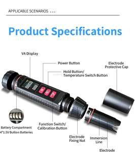 Vente chaude Le plus récent <span class=keywords><strong>PH</strong></span>-mètre 7 en 1 <span class=keywords><strong>PH</strong></span>/TDS/EC/TEMP/Salinité/ORP/S.G Tetser de qualité de l'eau 7 en 1 Testeur d'eau CE approuvé - Product Image 2