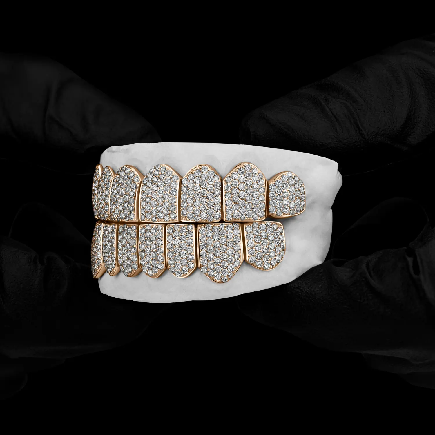 Custom silver gold plated diamond grillz teeth 8 top & 8 bottom moissanite hip hop grillz