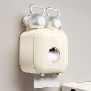 Wall Mounted Toilet <b>Paper</b> Holder Square No Drill Multipurpose <b>Tissue</b> Box Storage Rack With Phone Stand - Product Image 2