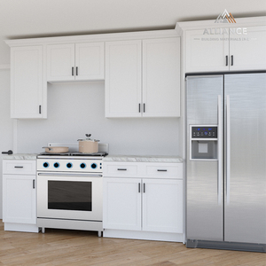 Gabinetes Blancos Estilo Shaker |   Precio de Fábrica, Gabinetes de Cocina al por Mayor para Nuevas Construcciones |   Gabinete de madera blanco personalizado para cocina - Product Image 1