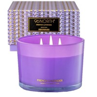 Bougie parfumée à 3 mèches, lavande française, pot en verre violet, pour boutique, logo personnalisé, emballage parfumé, certifiée MSDS