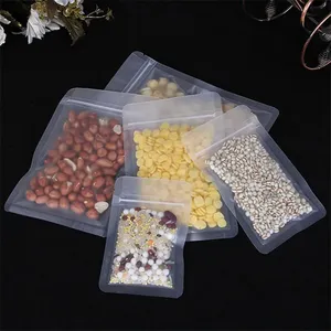 Wholesale Transparent Resealable Packaging Zipper Pouches Food Grade Clear Plastic Flat Frosted Bag