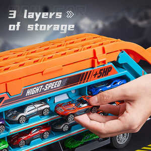 Nouvelle voiture de rail de glissement de déformation de frottement d'enfants peut adapter au mini ensemble de voiture moulé sous pression pliant de camion de cargaison - Product Image 5
