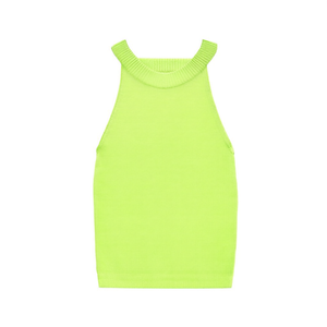 Ribbed Halter Knit <b>Vest</b> <b>Lime</b> <b>Green</b> Women's <b>Top</b> - Product Image 2
