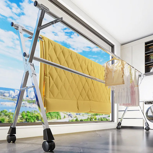 Porte-<span class=keywords><strong>linge</strong></span> pliable en métal pour balcon, support mural, cintres pliants pour plancher, crochets en métal pour <span class=keywords><strong>linge</strong></span>, cintre - Product Image 3