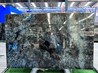 Dalles de granit bleu Labradorite de Madagascar, granit bleu Lemurien pour plan de travail de cuisine, comptoir de bar