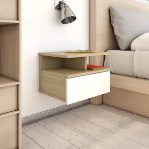 Modern Wooden Bedside Nightstand Side Table Open Wall Mounted Great Quality Solid Wall Rack Bedroom Factory Supplier