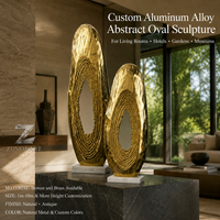 Sculpture ovale abstraite en aluminium, artisanat métallique fait main, finition antique, art moderne, décoration pour hall d'hôtel et jardin, durable, directement de l'usine