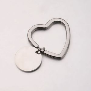Heart <b>Ring</b> Round Disc Blank Keychain Mirror Polished Stainless Steel Personalize Custom Logo Laser Engrave Charm Metal <b>Key</b> Chain - Product Image 2
