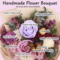 Bouquet de fleurs préservées, roses violettes, fleurs éternelles, livraison |   Arrangements floraux, vase, fleurs d'anniversaire, cadeaux pour femmes