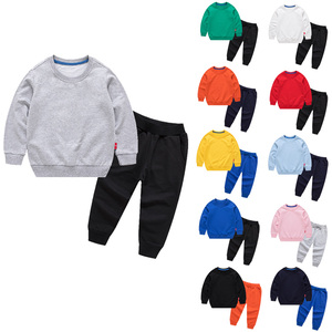 Vêtements pour enfants de 9 mois à 12 ans, 100% coton, couleur unie, ensemble de survêtement pour tout-petits, ensemble de jogging, vêtements de sport pour enfants, RS01003 - Product Image 1
