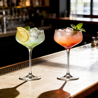 Verres à cocktail larges rétro élégants faits à la main avec logo personnalisé, réutilisables pour les fêtes et les mariages