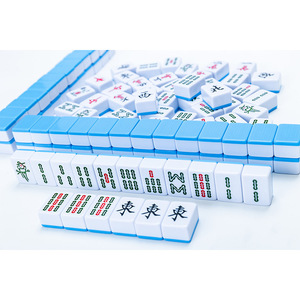 Hand-Rubbed <b>Mahjong</b> <b>Set</b> Melamine White Blue Full Size For Chess Card Entertainment Universal Use - Product Image 2