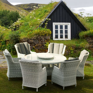 Mesa Redonda Moderna con Bandeja Giratoria, Muebles de Jardín de Ratán, Juego de Comedor para Exteriores - Product Image 2