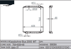 Radiador para Autobús Kassbohrer/ Autobús <span class=keywords><strong>Setra</strong></span> 69608A 83512103430 8351210343 - Product Image 2