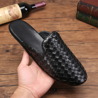 Chaussons tendance pour hommes à bout fermé, en cuir véritable tressé à la main, décontractés, absorbants la transpiration, respirants, antidérapants, style décontracté