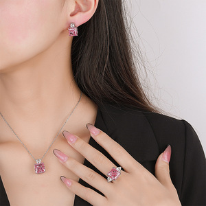 Nouveauté 2026 : Parure de bijoux pour femme en argent 925 et zircon, motif fleur de glace, plaqué rhodium rose princesse, boucles d'oreilles et colliers, idéal pour un cadeau - Product Image 4