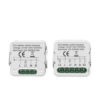 Module de commutation intelligent GIRIER Tuya 10A/16A avec disjoncteur relais, fil neutre requis, contrôle bidirectionnel, compatible Matter, 1/2/3/4 canaux