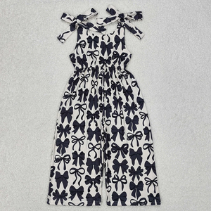 Conjuntos de Ropa para Bebés Niñas Pequeñas, Diseño con Estampado de Lazos Negros, Traje de Manga Corta, Mono Tipo Burbuja, Ropa de Verano de Boutique - Product Image 4