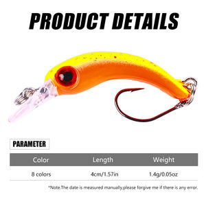 4CM 1.5G pesciolino leggero esca da <span class=keywords><strong>pesca</strong></span> esca dura minnow <span class=keywords><strong>esche</strong></span> <span class=keywords><strong>con</strong></span> ancorette <span class=keywords><strong>pesca</strong></span> <span class=keywords><strong>pesca</strong></span> nuovo tipo - Product Image 2