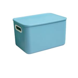 Caja de almacenamiento rectangular de plástico con tapa para escritorio, oficina, cosméticos, aperitivos, ropa interior, organizador 7705, azul, blanco - Product Image 5