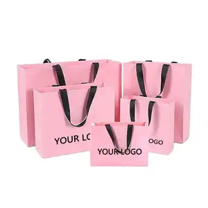 Custom Printed Brand Logo Design Promotion Luxury Clothing Retail Gift Shopping Black Jewellery Paper Bag With Handle