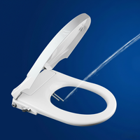 Siège de toilette intelligent ergonomique avec bidet intégré, design ultra-mince, surface antibactérienne, forme en U pour l'hygiène personnelle, couvercle à fermeture douce
