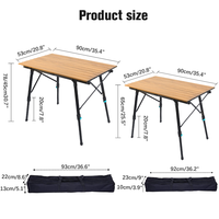 Feistel table de pique-nique en plein air pied réglable portable en bois et en aluminium table pliante de camping
