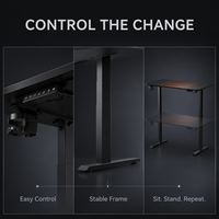 Bureau électrique réglable en hauteur AOR, poste de travail ergonomique assis-debout à moteur unique, 3 mémoires anti-collision E0, vente en gros usine
