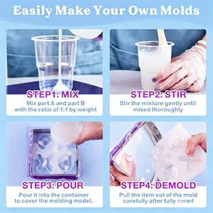 Silicone liquide translucide de qualité supérieure 0A Shore, souple, rapport de mélange 1:1, faible viscosité, durcissement rapide, pour la fabrication de moules DIY - Product Image 4