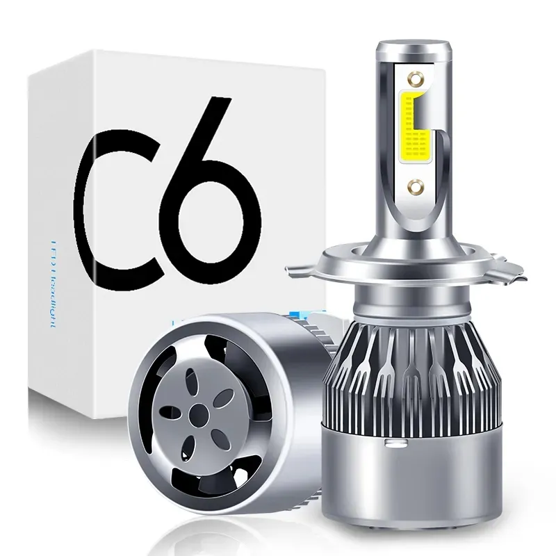 C6 자동차 LED 헤드라이트 전구 H1 H3 H7 H8 H9 H10 H11 9005 9006 H13 H4 72W 16000lm COB 자동 DRL 안개등 알루미늄 범용 30 세트